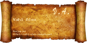 Vahl Alex névjegykártya