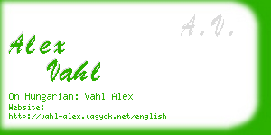 alex vahl business card